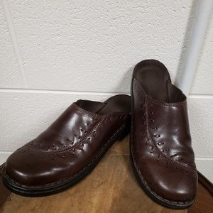 Clark Brown Leather Mules